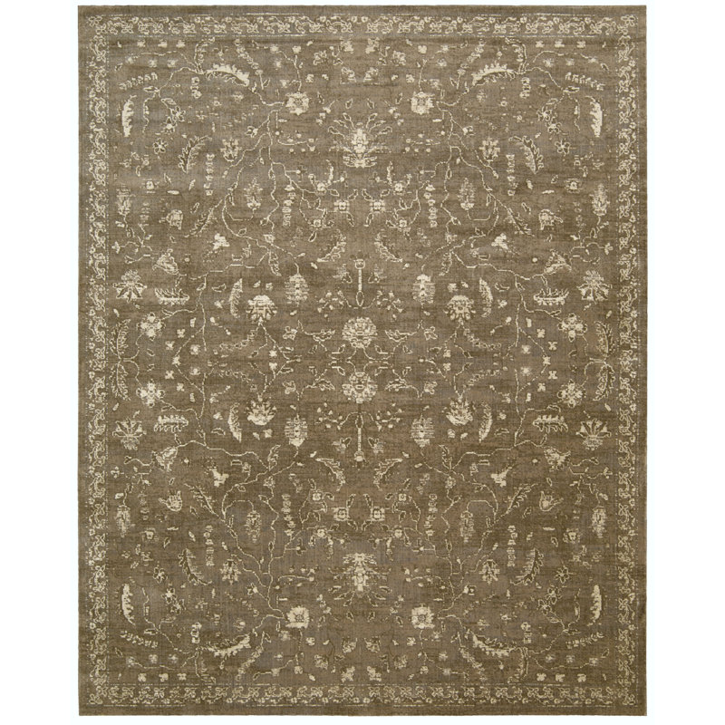 Tapis en soie/laine grise Hillsboro
