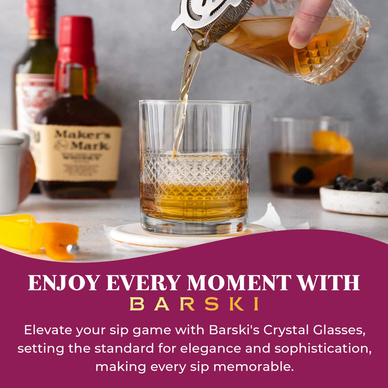 Barski Clear Crystal Double Old Fashioned Whiskey Glasses Set of 2
