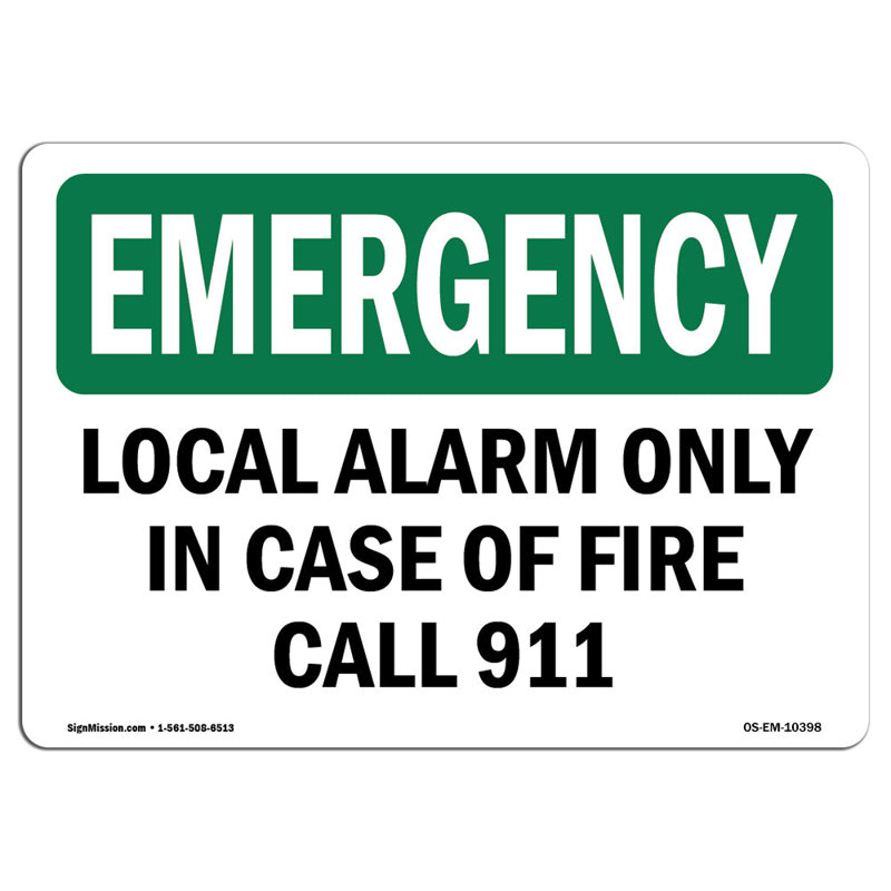 Emergency Sign, 18" H x 24" W x 0.1" D