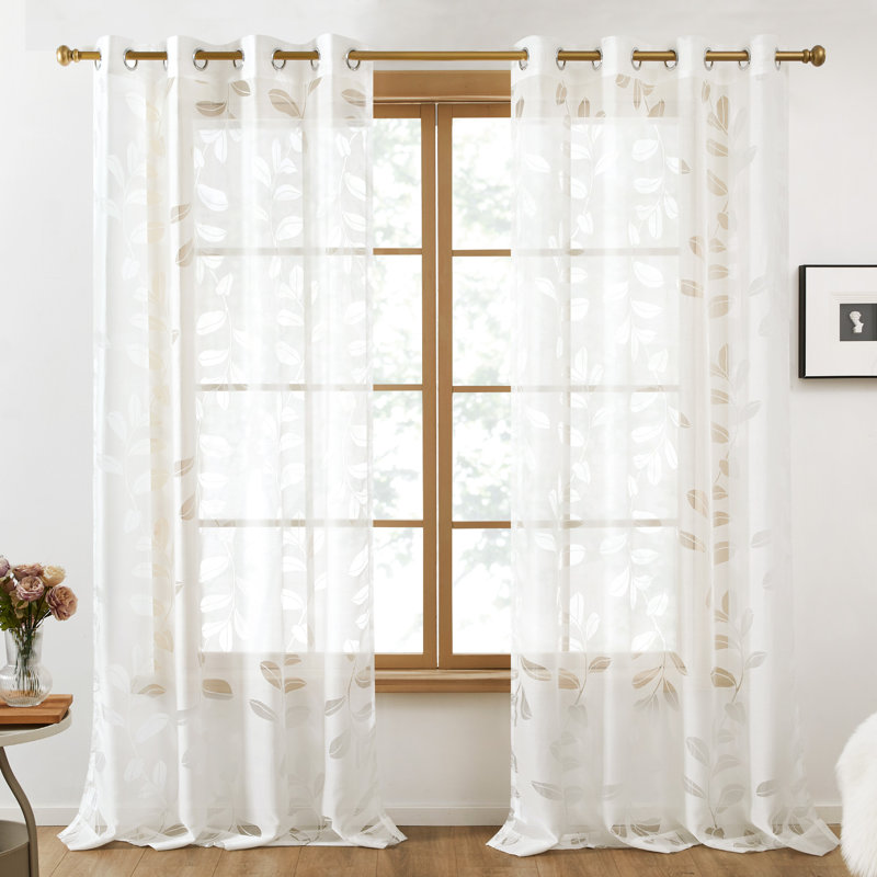 Paire de rideaux transparents Petroski, Beige, L 52 po x L 54 po
