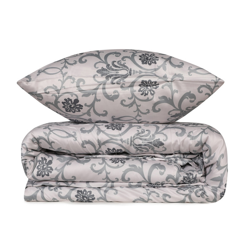 Ensemble de housse de couette 100% coton vert / blanc 3 pièces Funkley