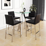 Dermio 4 - Person Glass Top Trestle Dining Set
