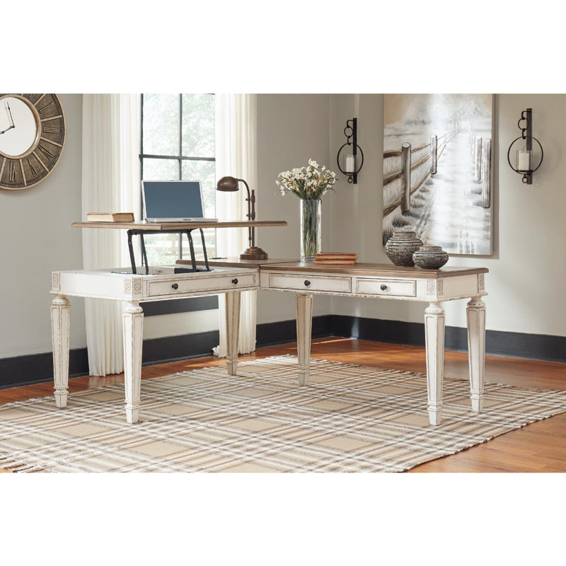 Heraldas L-Shaped Computer Desk with Built-In Electrical Outlet