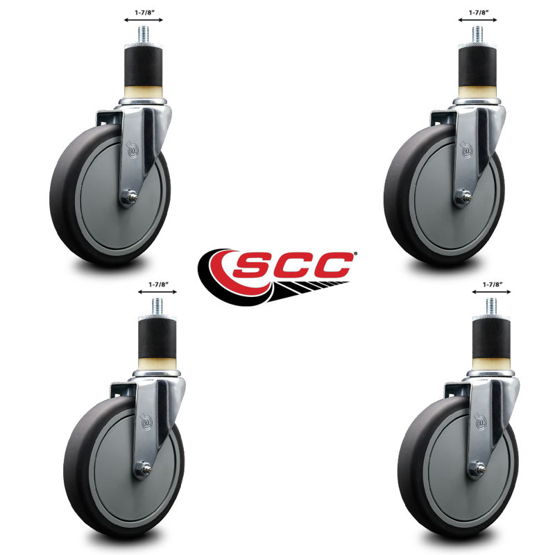 Thermoplastic Rubber Wheel Swivel 1-7/8 Inch Expanding Stem Caster Set SCC