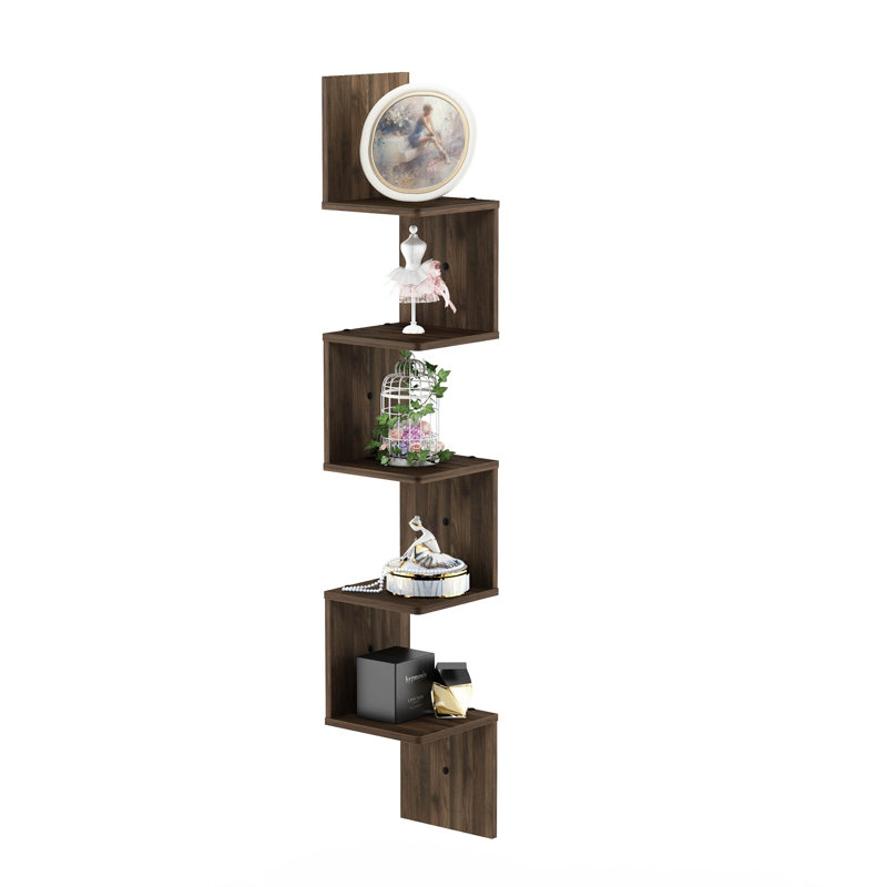 5 Piece Corner Shelf, Columbia Walnut