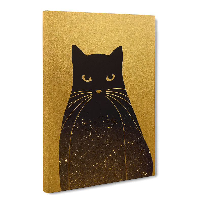 CAN-V0523-396X Cat Gold Leaf - Wrapped Canvas Print, 60cm H x 40cm W x 3cm D