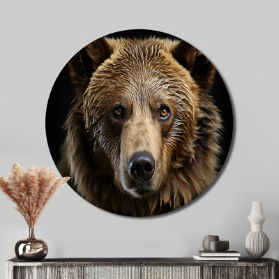 Portrait d'ours - animaux, art en métal rond