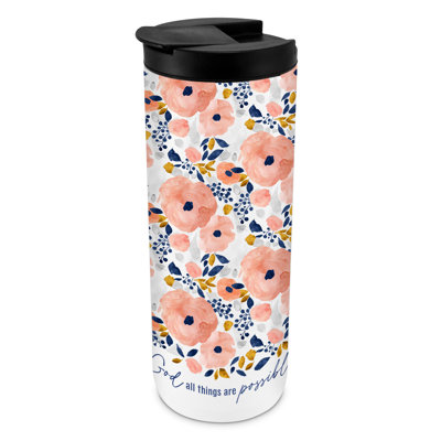 Tumbler 20 Oz With God Matt.19:26 Floral