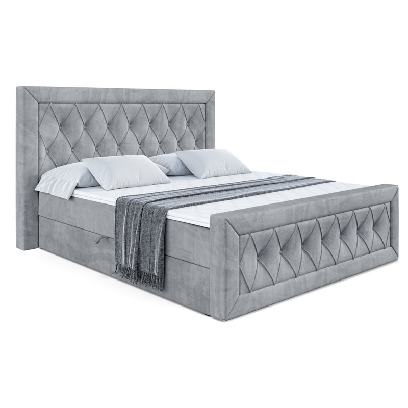 Fabric Bed, 140 x 200cm, in Grey