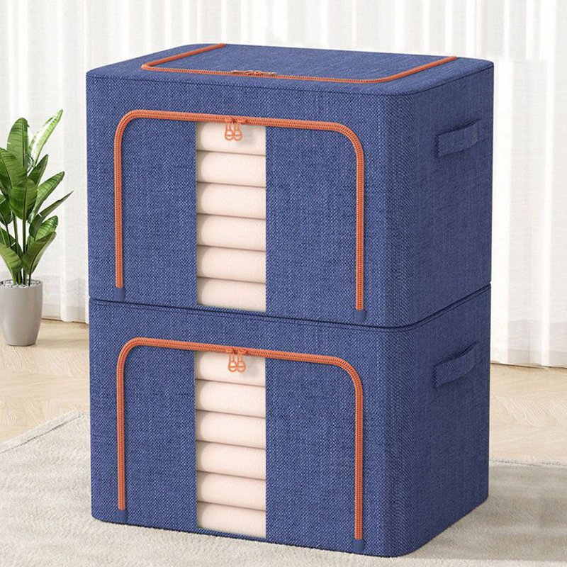 Hokku Designs Fabric Decorative Bin, Navy Blue