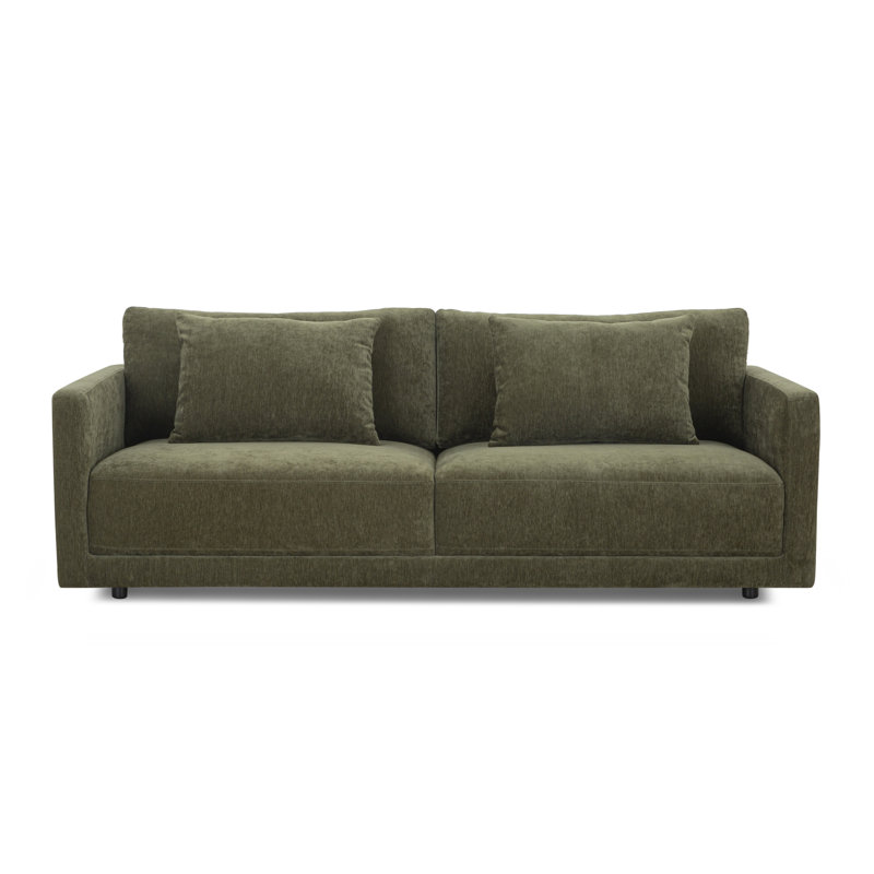 Canapé rembourré Kenji, Chenille performance vert olive