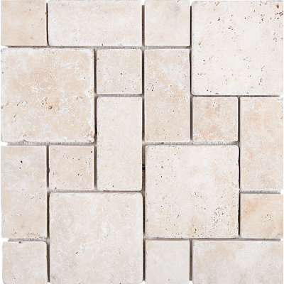 Carreau de mosaïque en travertin ivoire 0,38 po x 12 po Ivory