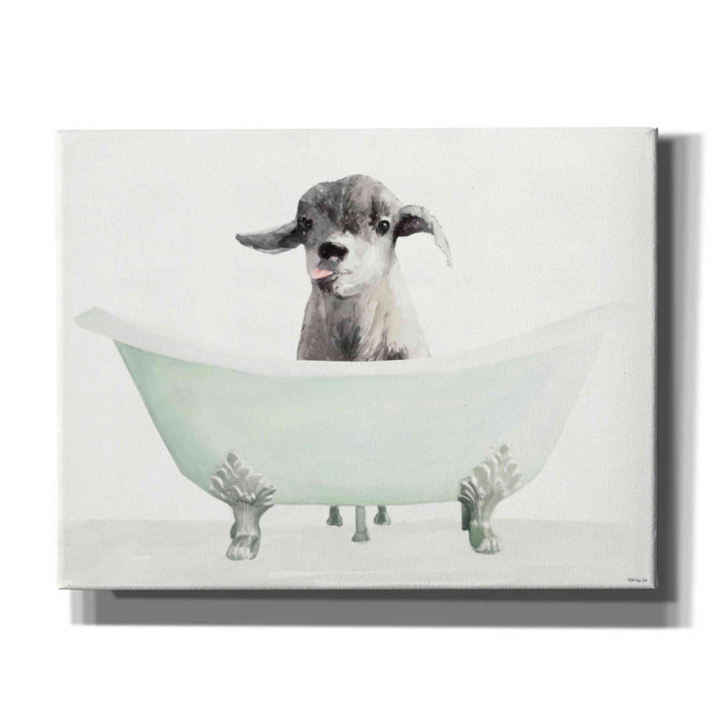 «Vintage Tub with Goat» par Stellar Design Studio, art mural sur toile, H 26 po x l 34 po x P 1,5 po