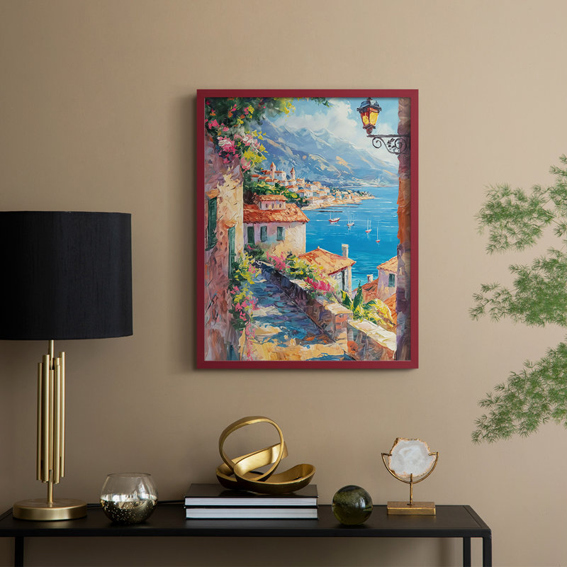 NAUTICAL Series, impression encadrée en bois massif, Rouge, H 30 po x l 24 po