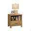 Table de chevet Country avec 1 tiroir et tablette ouverte, finition brune