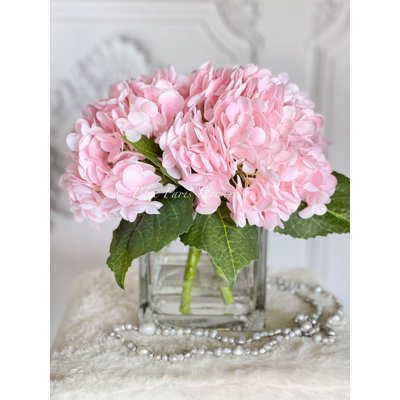 Real Touch Hydrangeas In Vase, Artificial Faux Flower Arrangement
