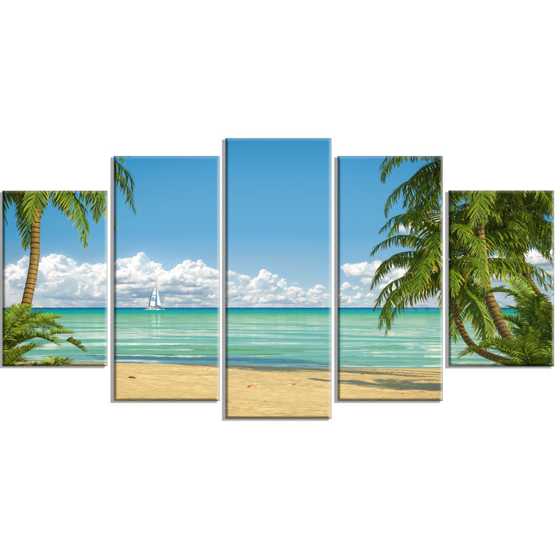 « Palms at Caribbean Beach », ensemble de 5 toiles tendues