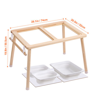 Table sensorielle pour tout-petits, table d'activités pour enfants avec 3 bacs de rangement pliables et porte-rouleau de papier, table de jeu de sable et d'eau intérieure / extérieure, table de dessin sensorielle pour enfants en bois, cadeau pour garçons filles
