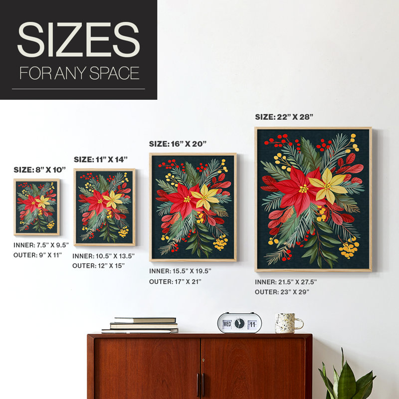«Christmas Holiday Art CVIII», reproduction encadrée - bois massif, H 21 po x l 17 po, Naturel