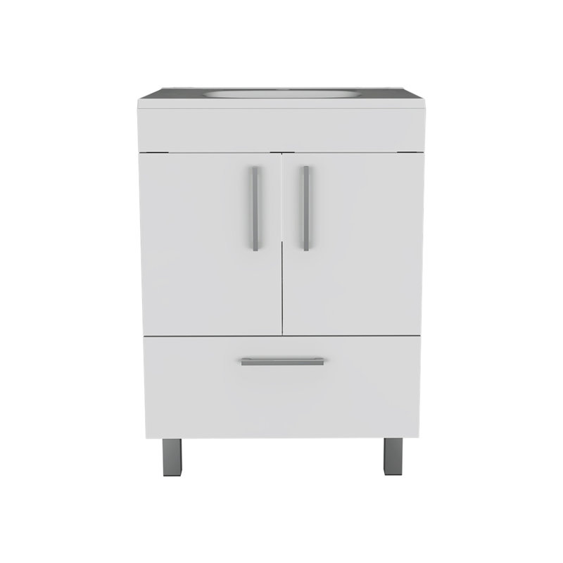 White 2-Door Rectangle Single Bathroom Vanity