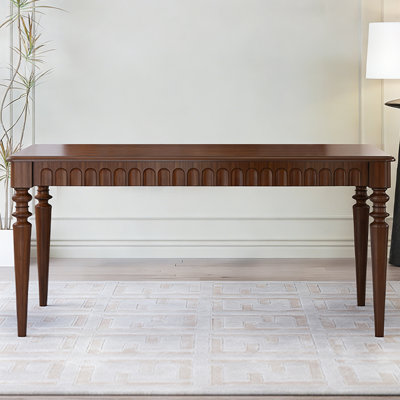 Retro Nut-Brown Rectangular Solid Wood Dining Table