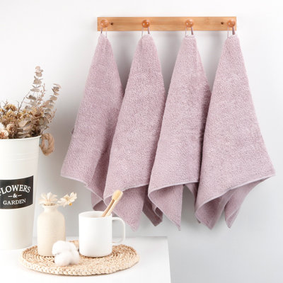 4-Pack Purple Cotton Hand Towels for Bathroom with Hanging Loops Sink-side towels for drying hands and face, ideal for bathrooms, guest baths, powder rooms, Oeko-Texcertified, easy care