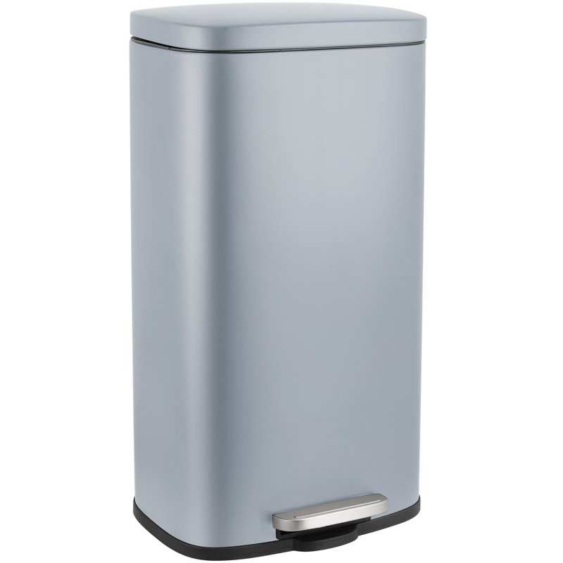 Step Trash Can, Stainless Steel Garbage Bin, Soft-Close Rubbish Bin with Removable Plastic Inner Bucket, Fingerprint-Proof, Lid Dustbin, Suit for Kitchen Home