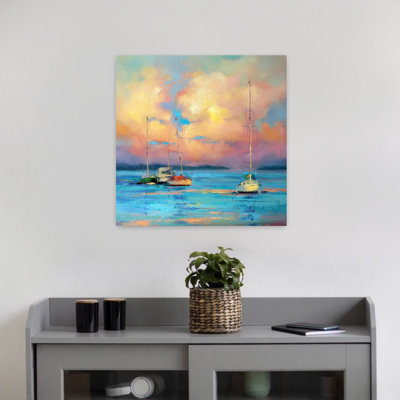 Après le jour de la voile, art abstrait de paysage côtier