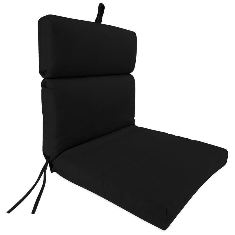 22" x 44" Outdoor Chair Cushion with Ties and Loop, Black