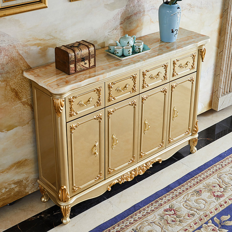 Armoire de rangement champagne en marbre doré