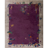 Wool Antique Rectangle Knotted Chinese - Art Deco Purple Room Size 1920s Rug