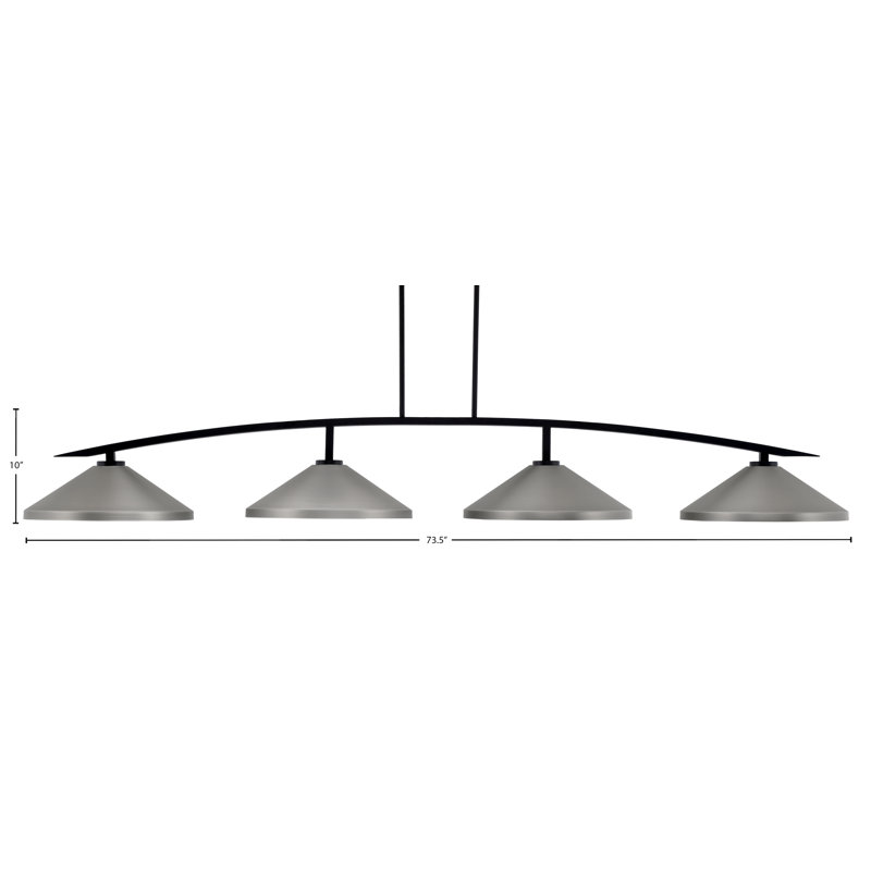 Barre d'éclairage 4 lumières kurve au fini noir mat avec abat-jour en métal de 14 po, La finition définit la couleur