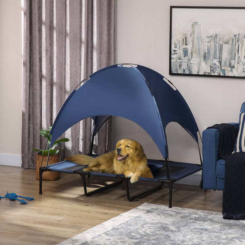 Elevated Dog Bed Cooling Raised Pet Cot, Blue, 108cm H x 122cm W x 92cm D