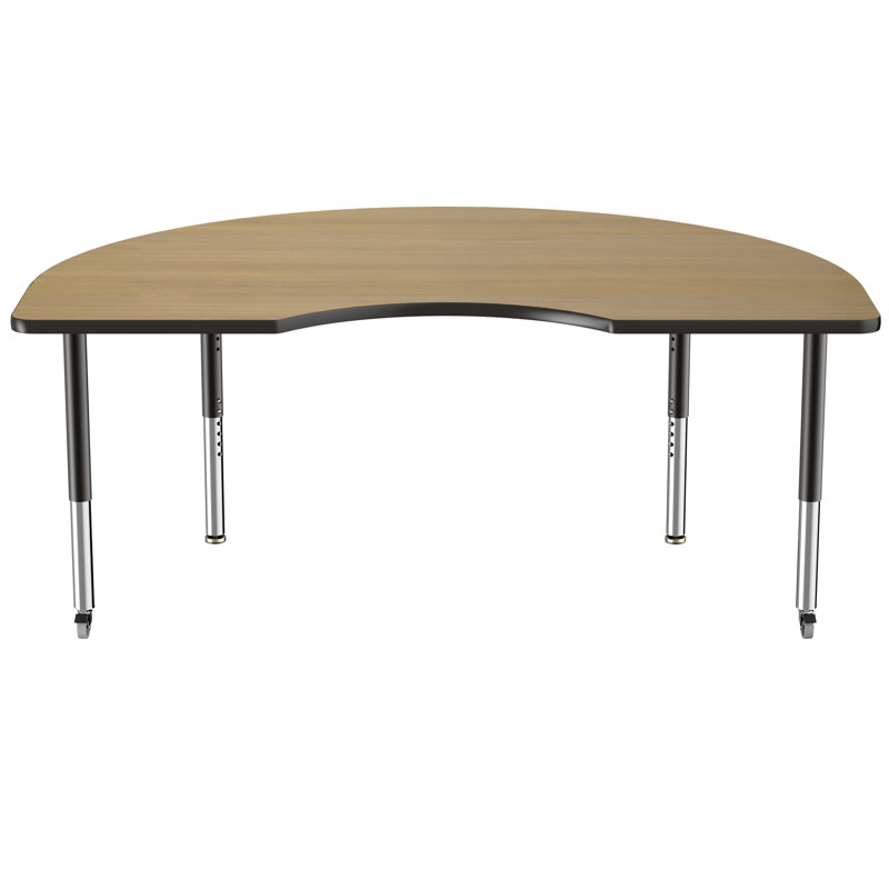 Table d'activité thermofusionnée avec pieds réglables 48 po x 72 po - chêne Pasadena / noir, Brun / Noir