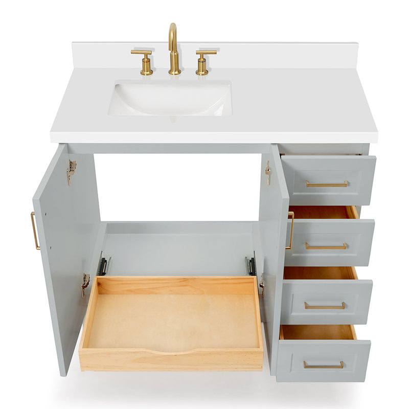 43 IN.  Single Bathroom Vanity, Left , Gray, Rectangular