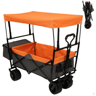 480Lbs Collapsible Wagon With Canopy,Wagon Stroller With 7" All-Terrain Wheels, Lightweight Foldable Wagon, Large Capacity For Camping, Shopping, Sports, And Garden Use,Mosquito Net