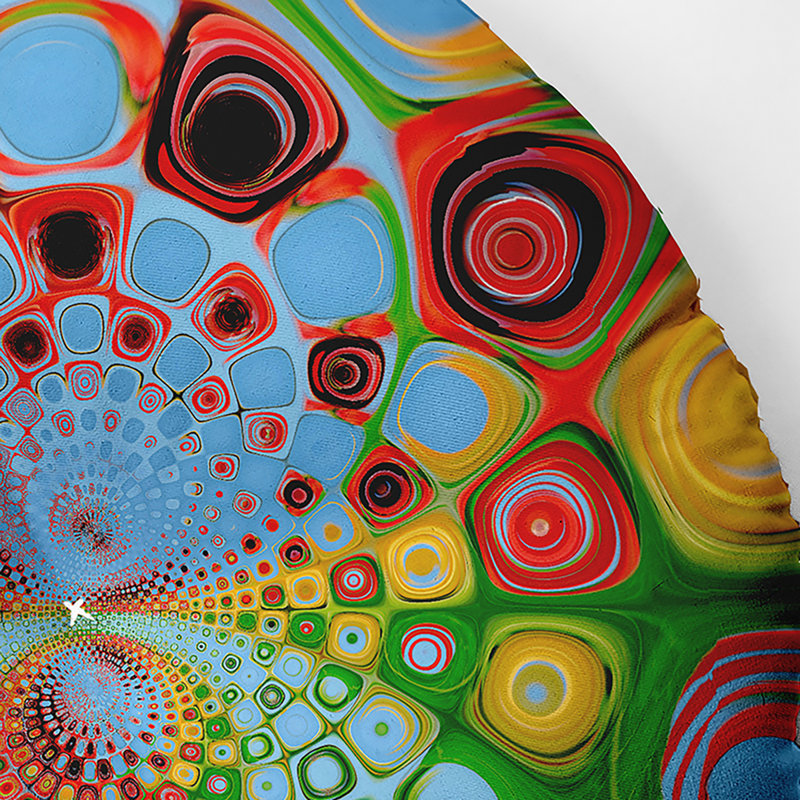 64 - Coussin de sol touffeté à motif de bulles bohémiennes et éclectiques, 30 po x 30 po