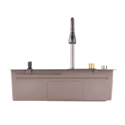 Waterfall Kitchen Sink, Stainless Steel Single Bowl In Black, Multifunctional Workstation With Flying-Rain Faucet And Cutting Board, Stainless Steel Single Bowl Sink