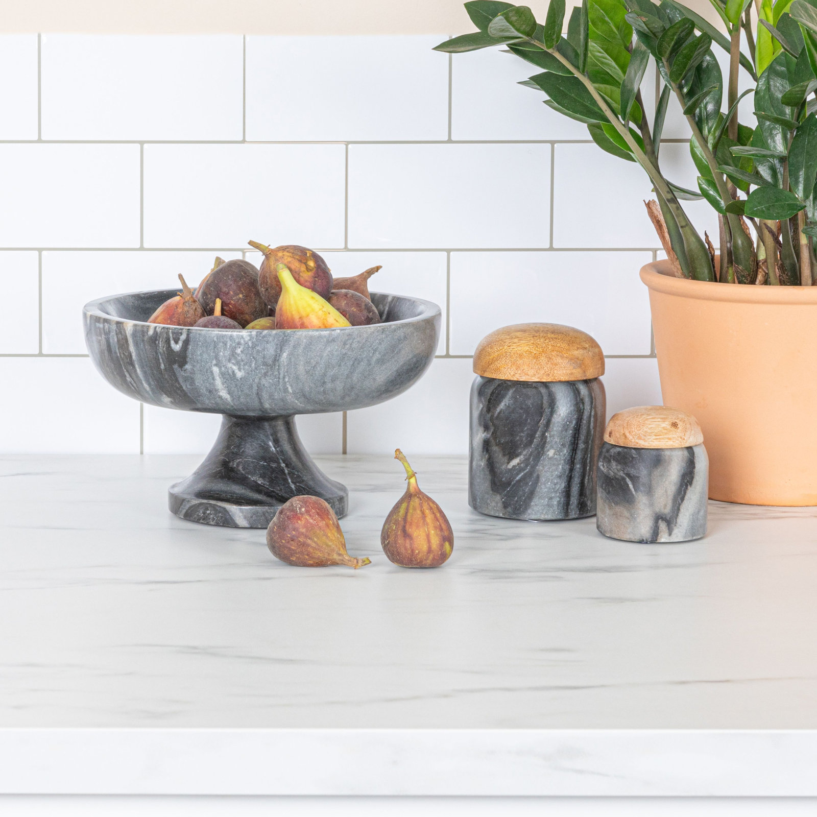 Adelphine Marble Serving Bowl, Gray