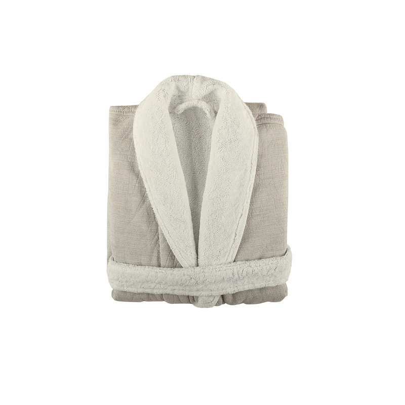 Cotton Blend Terry Cloth Bathrobe, White, S