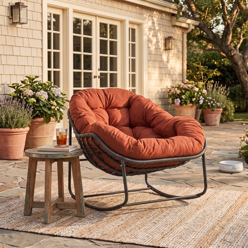 Chaise d'extérieur Cadynce, Orange, Noir, noir, noir, noir