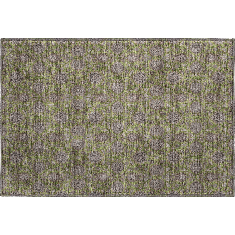 Premium Machine Washable Prisco Olive Rug, Rectangle 1'8" x 2'6"