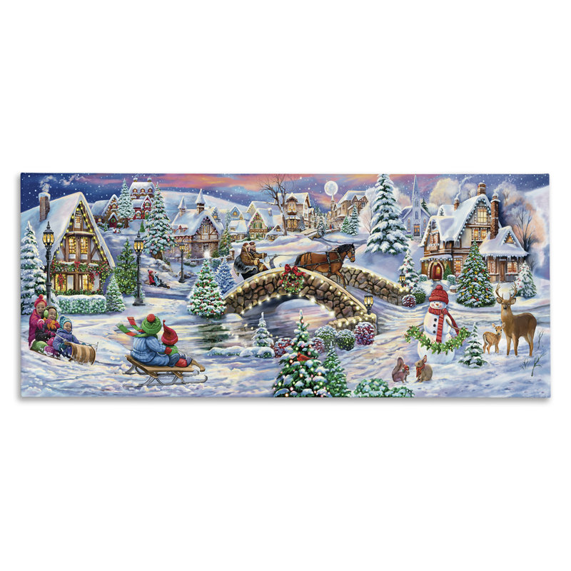 "Snowy Winter Townscape", art mural par Grateful Licensing, H 10 po x l 24 po