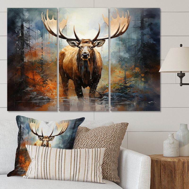 «Canada Majestic Moose II» sur toile, reproduction de 3 pièces, H 32 po x l 48 po x P 1 po