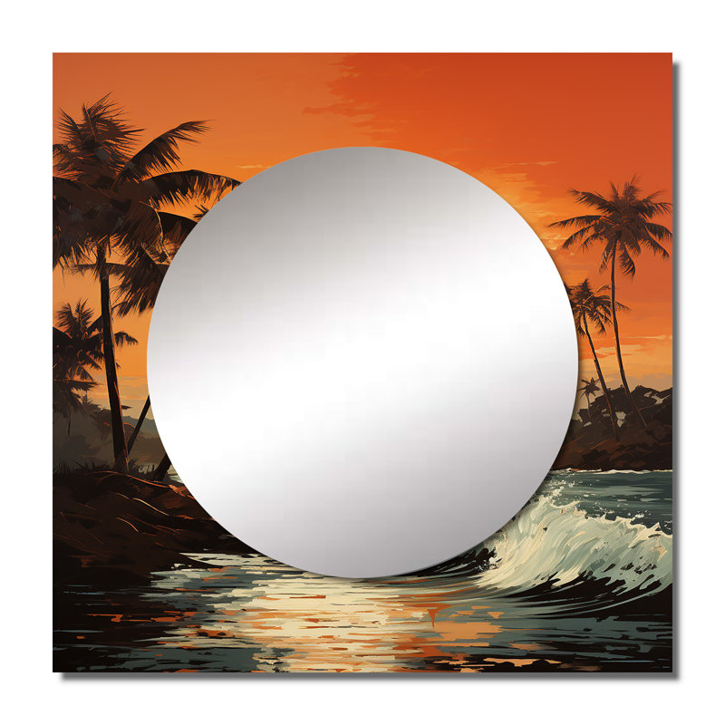 Keeana - Art mural miroir carré pour palmiers pour salle de bain, 36 po x 36 po