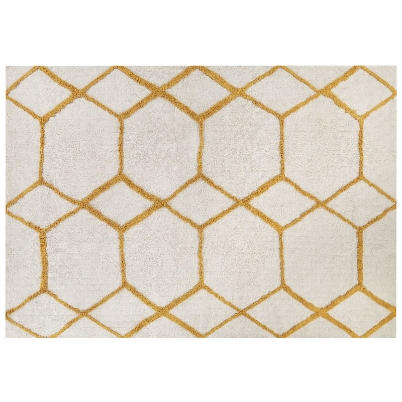 Bowerston Geometric Cotton Hand Woven Shag 160cm X 230cm Area Rug