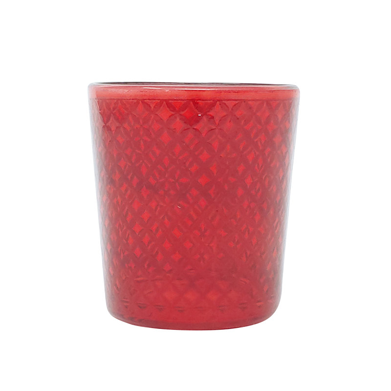 Porte-votive en verre à treillis, Rouge