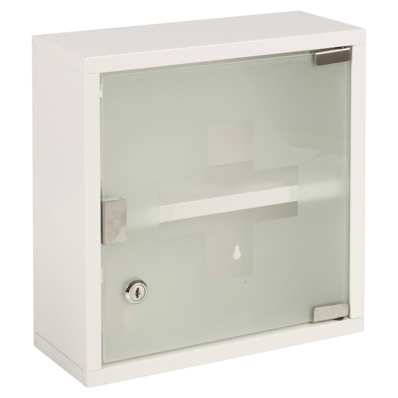 300mm W 300mm H Surface Framed Medicine Cabinet Mirror 2 Fixed, White