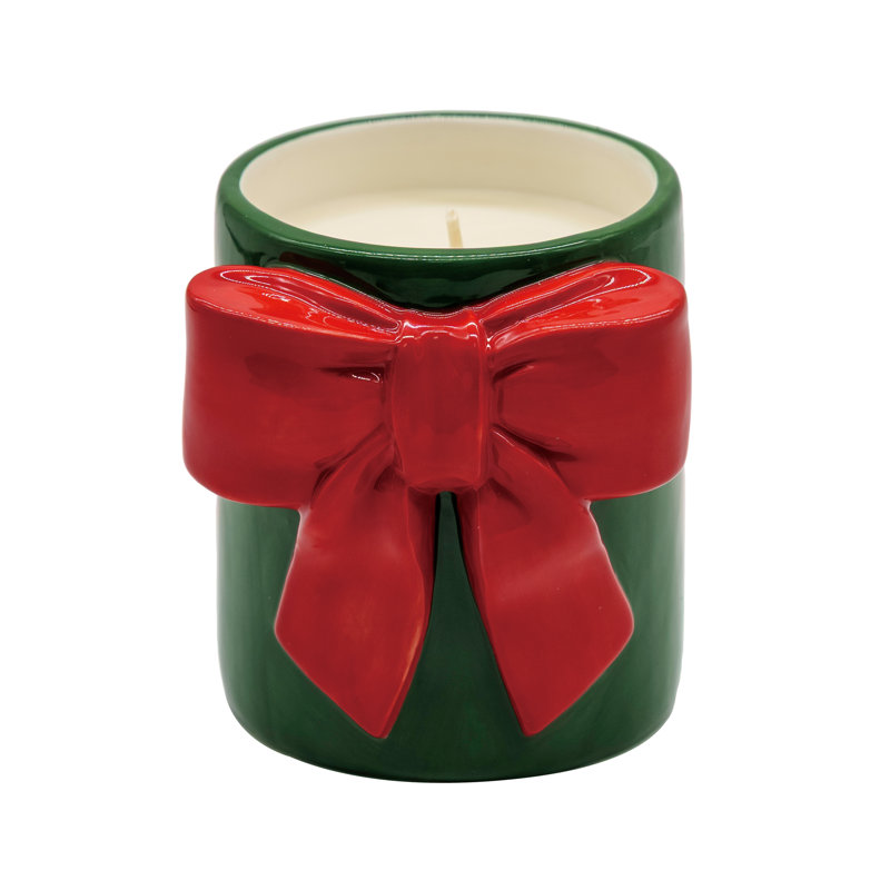 Bol en céramique de Noël, pot de fantaisie, chandelle en cire verte