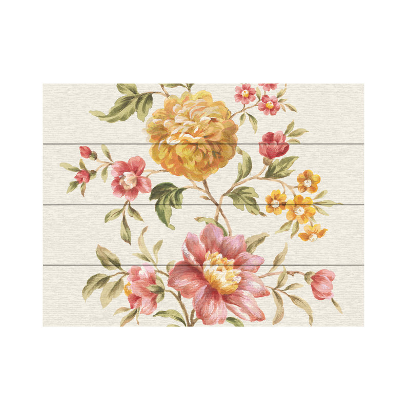 Danhui Nai, fleurs dorées et lattes de bois, H 18 po x l 22 po